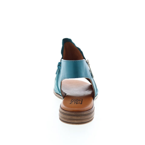 Miz Mooz Dylan Womens Blue Leather Zipper Heeled Sandals Shoes