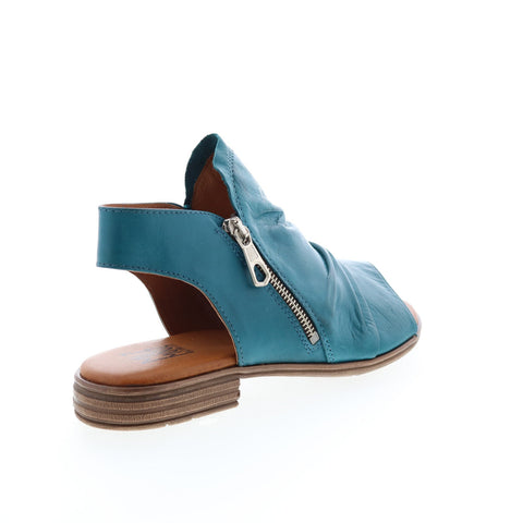 Miz Mooz Dylan Womens Blue Leather Zipper Heeled Sandals Shoes