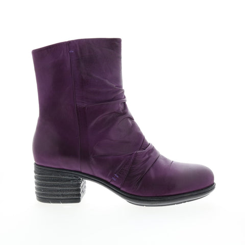 Miz Mooz Gem IB 20767 Womens Purple Leather Zipper Casual Dress Boots