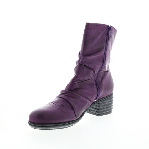 Miz Mooz Gem IB 20767 Womens Purple Leather Zipper Casual Dress Boots
