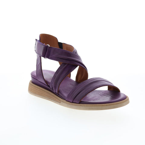 Miz Mooz Corneilius Womens Purple Leather Wedges Sandals Shoes