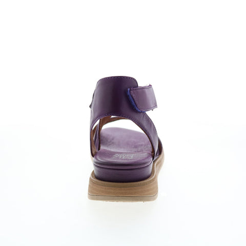 Miz Mooz Corneilius Womens Purple Leather Wedges Sandals Shoes