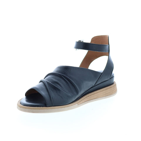 Miz Mooz Claire Womens Black Leather Wedges Sandals Shoes