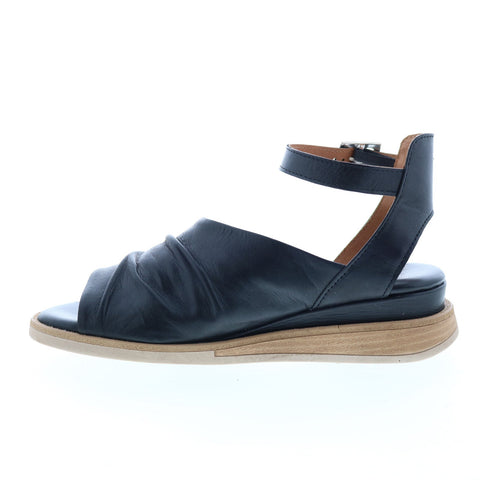 Miz Mooz Claire Womens Black Leather Wedges Sandals Shoes
