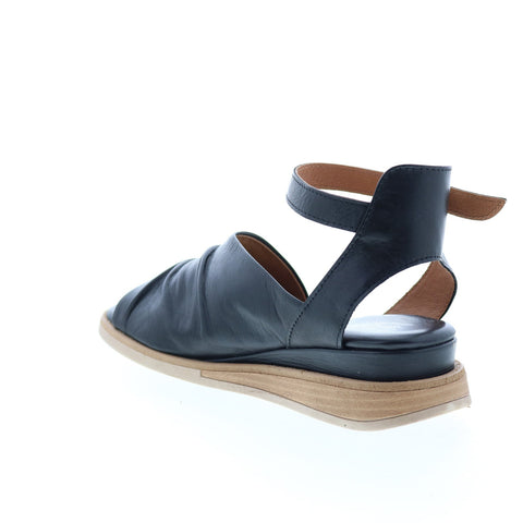 Miz Mooz Claire Womens Black Leather Wedges Sandals Shoes