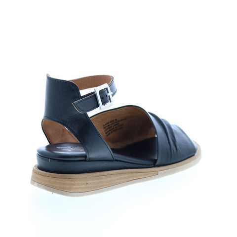 Miz Mooz Claire Womens Black Leather Wedges Sandals Shoes