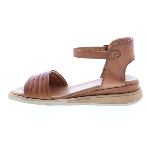 Miz Mooz Cloy Womens Brown Leather Hook & Loop Wedges Sandals Shoes