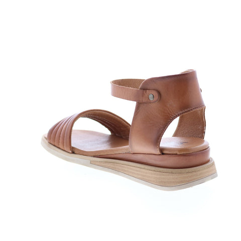 Miz Mooz Cloy Womens Brown Leather Hook & Loop Wedges Sandals Shoes
