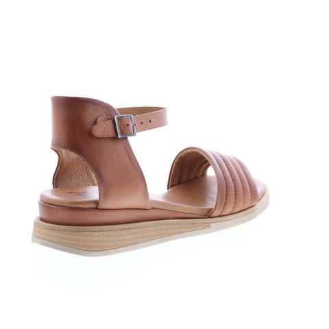 Miz Mooz Cloy Womens Brown Leather Hook & Loop Wedges Sandals Shoes