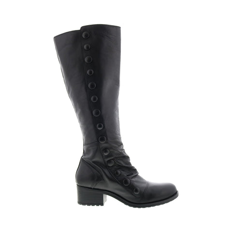 Miz Mooz Jovial IB 21618 Womens Black Leather Zipper Knee High Boots