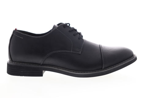 Izod Ike 630248 Mens Black Leather Low Top Lace Up Cap Toe Oxfords Shoes