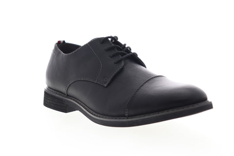Izod Ike 630248 Mens Black Leather Low Top Lace Up Cap Toe Oxfords Shoes