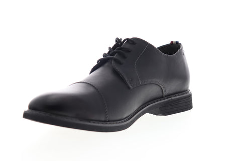 Izod Ike 630248 Mens Black Leather Low Top Lace Up Cap Toe Oxfords Shoes