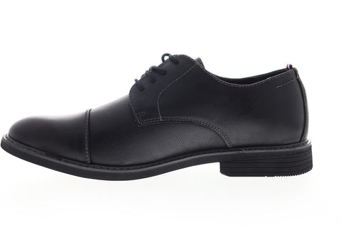 Izod Ike 630248 Mens Black Leather Low Top Lace Up Cap Toe Oxfords Shoes