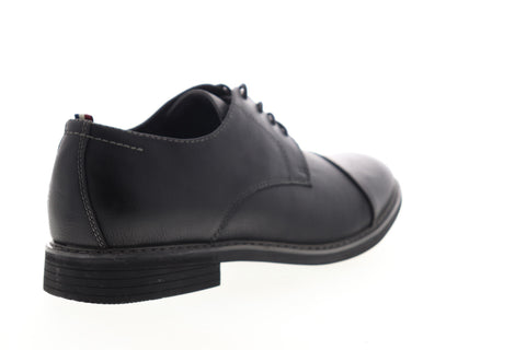 Izod Ike 630248 Mens Black Leather Low Top Lace Up Cap Toe Oxfords Shoes