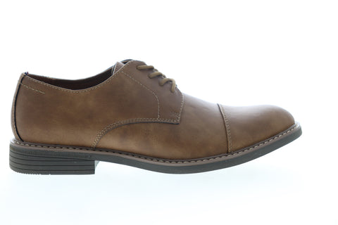Izod Ike 630248 Mens Brown Leather Low Top Lace Up Cap Toe Oxfords Shoes