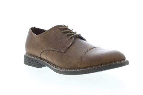 Izod Ike 630248 Mens Brown Leather Low Top Lace Up Cap Toe Oxfords Shoes