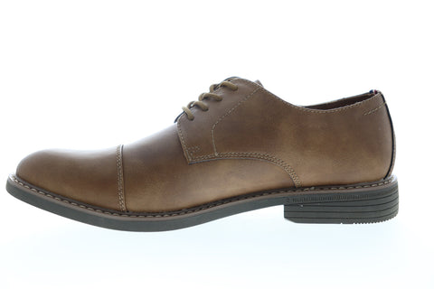 Izod Ike 630248 Mens Brown Leather Low Top Lace Up Cap Toe Oxfords Shoes