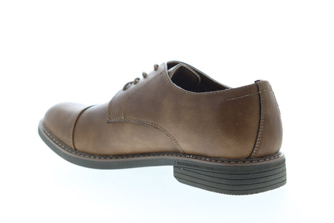 Izod Ike 630248 Mens Brown Leather Low Top Lace Up Cap Toe Oxfords Shoes