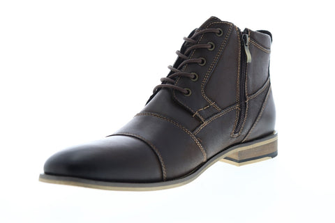 Steve Madden Jabbar Mens Brown Leather Zipper Casual Dress Boots Shoes