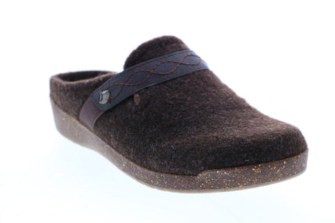 Earth Origins Janet Womens Brown Canvas Slip On Clogs Slippers Shoes