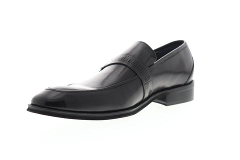 Steve Madden Java Mens Black Leather Dress Slip On Loafers Shoes