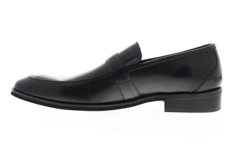Steve Madden Java Mens Black Leather Dress Slip On Loafers Shoes