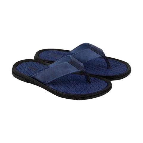 Unlisted by Kenneth Cole Pacey Sandal Mens Blue Canvas Flip-Flops Sandals Shoes