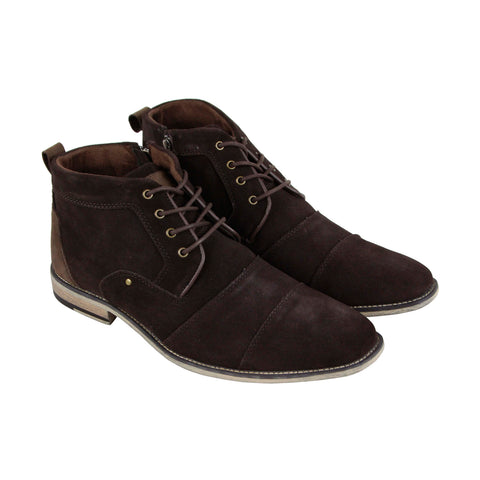 Steve Madden Johnnie Mens Brown Suede Casual Dress Lace Up Boots Shoes
