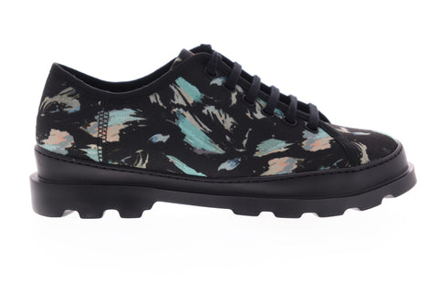 Camper Brutus K100294-001 Mens Black Canvas Floral Low Top Euro Sneakers Shoes