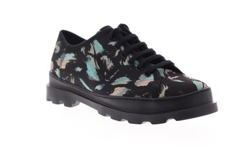 Camper Brutus K100294-001 Mens Black Canvas Floral Low Top Euro Sneakers Shoes
