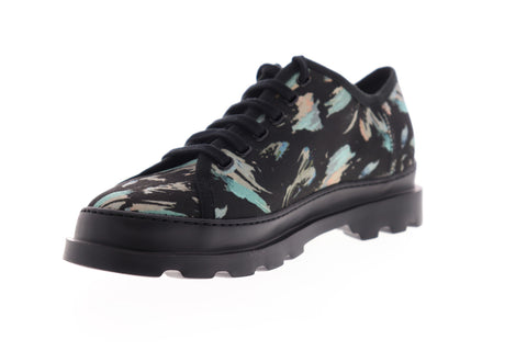 Camper Brutus K100294-001 Mens Black Canvas Floral Low Top Euro Sneakers Shoes
