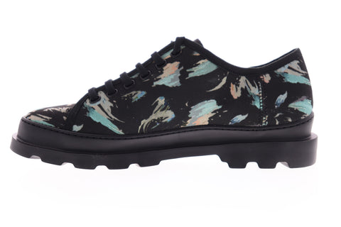 Camper Brutus K100294-001 Mens Black Canvas Floral Low Top Euro Sneakers Shoes
