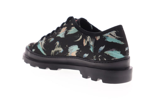 Camper Brutus K100294-001 Mens Black Canvas Floral Low Top Euro Sneakers Shoes