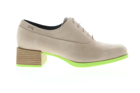 Camper Kobo K200216-002 Womens Beige Tan Nubuck Leather Pumps Heels Shoes