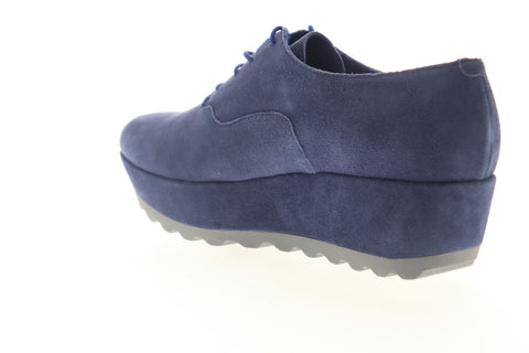 Camper Laika K200289-003 Womens Blue Suede Lace Up Oxford Flats Shoes