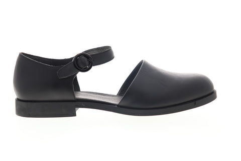 Camper Bowie K200307-001 Womens Black Leather Adjustable Strap Flats Shoes