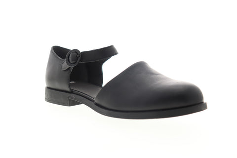 Camper Bowie K200307-001 Womens Black Leather Adjustable Strap Flats Shoes