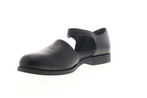 Camper Bowie K200307-001 Womens Black Leather Adjustable Strap Flats Shoes