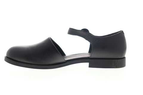 Camper Bowie K200307-001 Womens Black Leather Adjustable Strap Flats Shoes