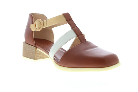 Camper Kobo K200332-002 Womens Brown Leather Adjustable Strap Pumps Heels Shoes