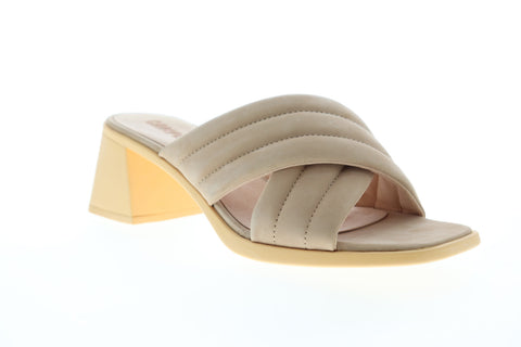 Camper Karolina K200463-001 Womens Beige Tan Nubuck Leather Pumps Heels Shoes
