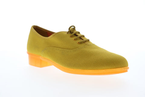 Camper Casi Jazz K200565-001 Womens Yellow Canvas Lace Up Oxford Flats Shoes
