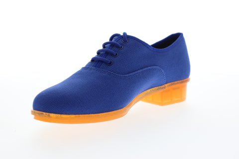 Camper Casi Jazz K200565-002 Womens Blue Canvas Lace Up Oxford Flats Shoes
