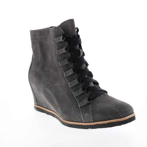 Earth Kalmar Womens Gray Suede Lace Up Casual Dress Boots