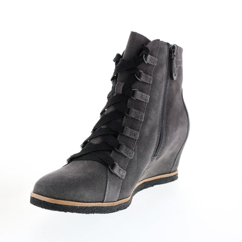 Earth Kalmar Womens Gray Suede Lace Up Casual Dress Boots