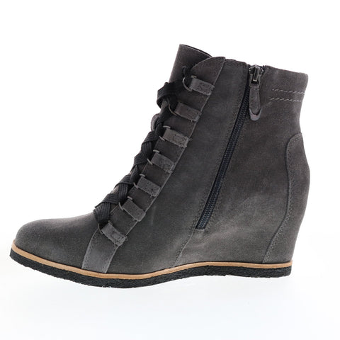 Earth Kalmar Womens Gray Suede Lace Up Casual Dress Boots
