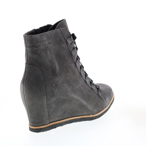 Earth Kalmar Womens Gray Suede Lace Up Casual Dress Boots
