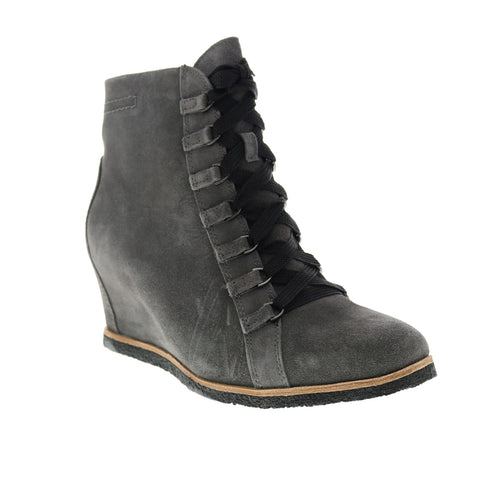 Earth Kalmar Womens Gray Suede Lace Up Casual Dress Boots