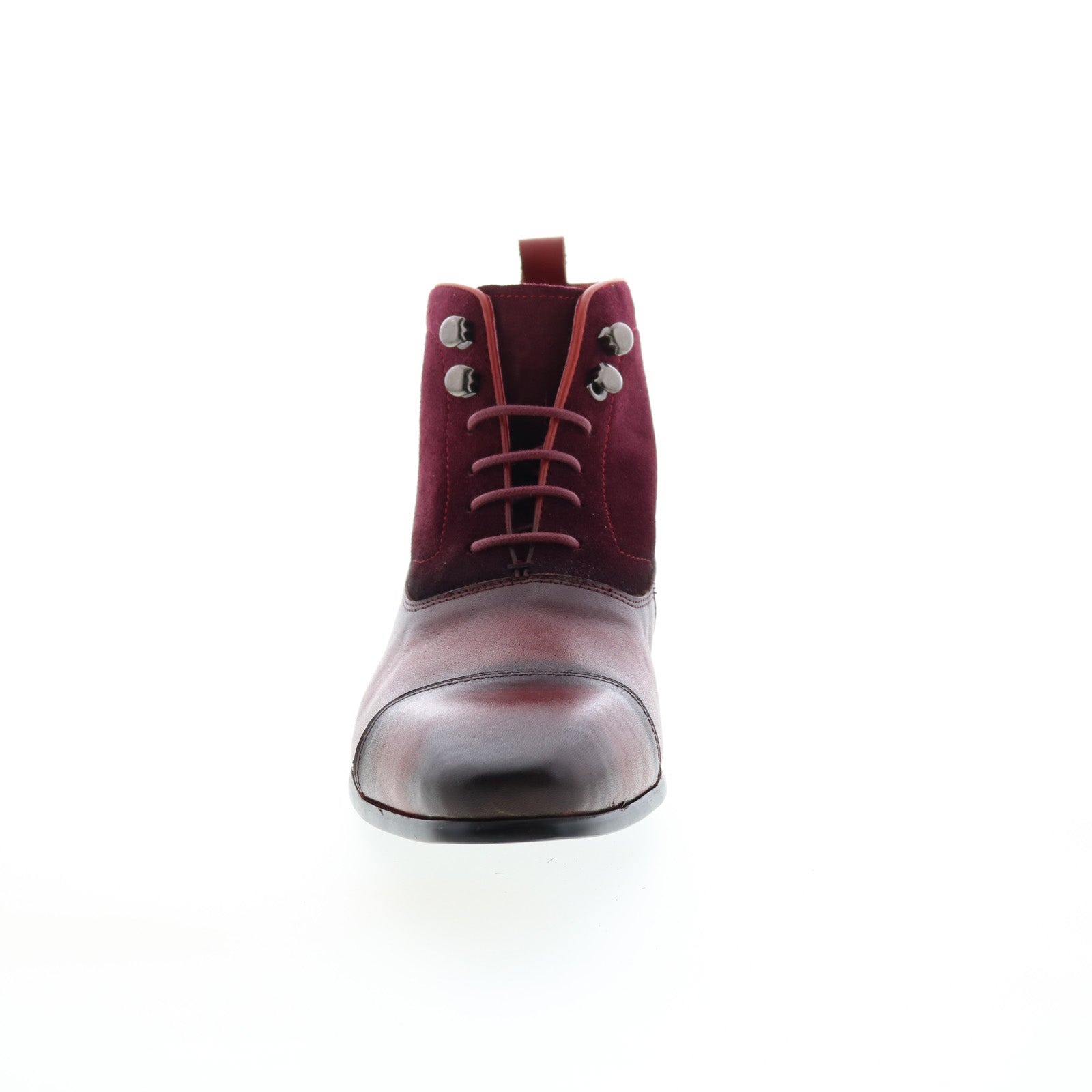 Carrucci Button-up Denim Zip Boots Mens Burgundy Leather Casual Dress